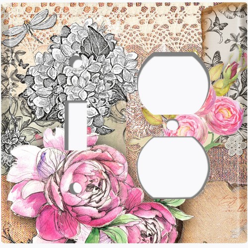 Metal Light Switch Cover Wall Plate For Bedroom Elegant Floral Frame Tan FLW160 - Picture 11 of 14