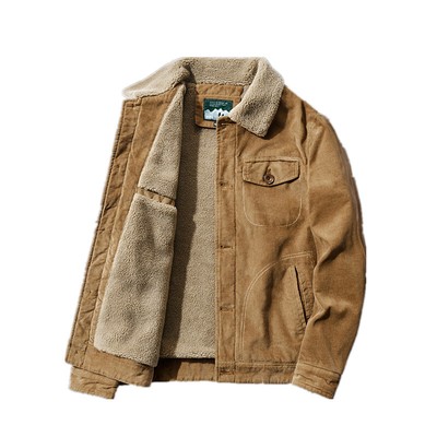 Men's Corduroy Jacket Fur Lined Coat 