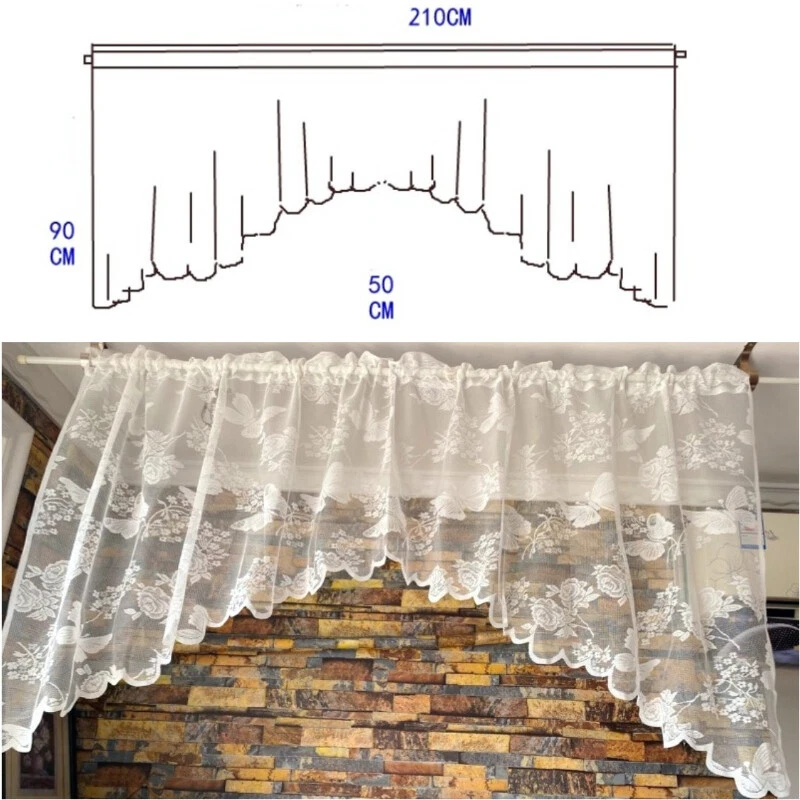 Cortina de puerta de encaje floral mariposa gasa transparente retro barroco decoración del hogar hada Foto 3 de 4