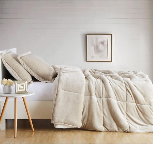 Machine Washable Twin XL Comforter Set in Tan - Hypoallergenic & Plush Warmth - Picture 6 of 8