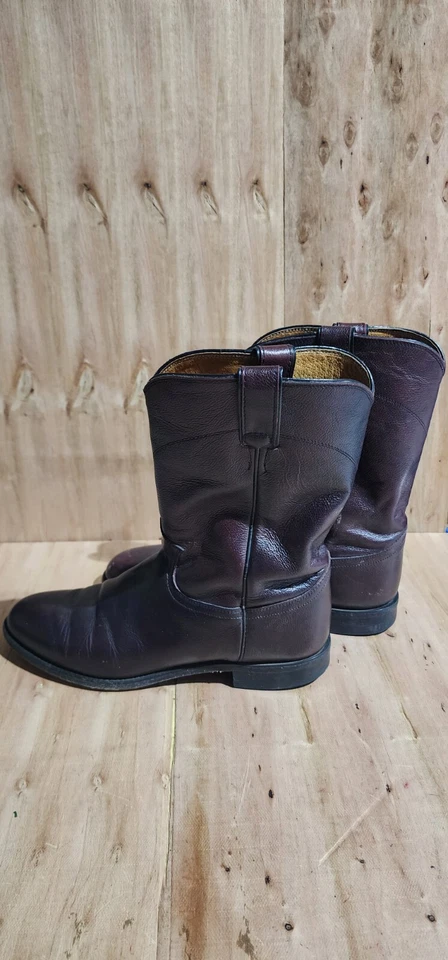 Botas de Vaquero Justin Clásicas de Cuero Borgoña Roper para Hombres Talla 9 D Estilo 3435 EE. UU. Foto 2 de 4