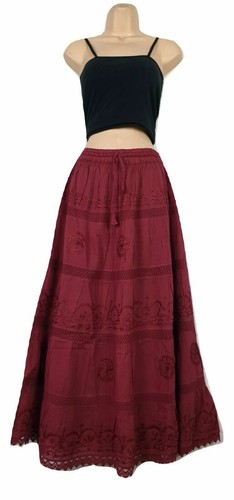 Cotton Plus Skirt Long Maxi Embroidered Boho Summer Lined Casual 16 18 20 22 24 - Picture 23 of 84