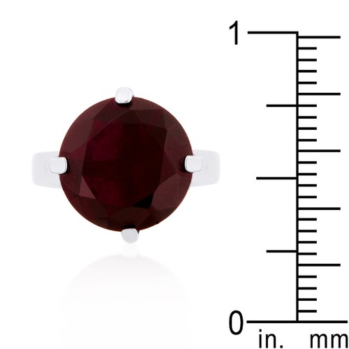 Ruby Red Garnet Cubic Zirconia Cocktail Ring Size 10 Silver Plated Simulated - Picture 10 of 11