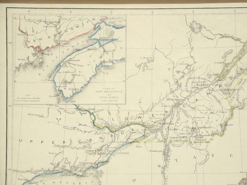 1850 MAP UPPER & LOWER CANADA FRAMED NEW BRUNSWICK NOVA SCOTIA W HUGHES - Picture 2 of 4