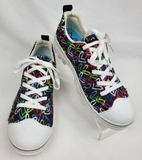 Skechers Roadies x J Goldcrown White Multicolor Hearts Lace Up Sneakers Size 6