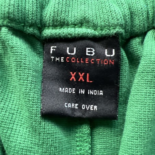 FUBU Fleece Shorts Mens XXL Green 11 Inch Inseam Oversized 90s Vintage - Picture 8 of 13