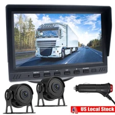 Dual Backup Rear View Camera Kit System Car 7" Monitor Night Vision For Truck RV