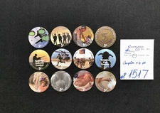 AAFES POGS, 9th Printing,12 POGS, 5c COMPLETE set, #P1517, GOOD