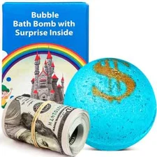 1 Cash Money Bath bomb Random Bill Inside handmade in USA w/ Rich Blossom Aroma