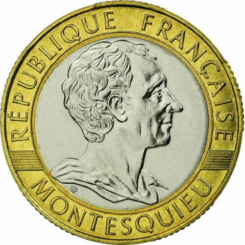 Pièces de monnaie françaises de 10 francs sur Montesquieu