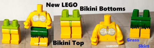 New LEGO Grass Skirt Legs Bikini Bottoms LIME Clamshell Bra Torso BEACH SET Lot - Picture 1 of 1