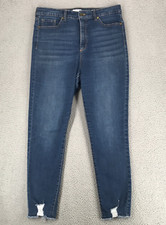 Sofia Vergara Jeans Rosa Curvy Ankle Sz 12 Tapered Leg Raw Hem Distressed
