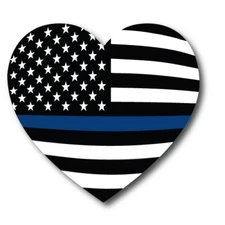 Thin Blue Line American Flag Heart Magnet Decal, 5 Inches, Automotive Magnet