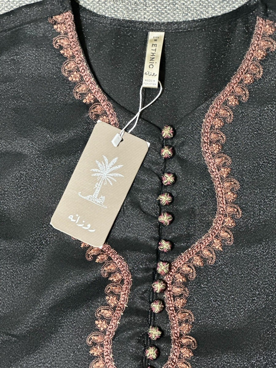 Designer Pakistani Shalwar Kameez Embroidered by Ethnic Black