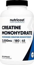Nutricost Creatine Monohydrate 3000mg 750mg Capsules 180 Count Supplement