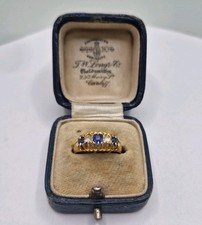 18ct Gold 5 Stone Sapphire And Diamond Antique "Wedding" Ring(1905) Size J1/2-K