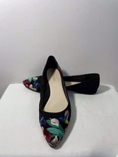 Nine West SUZIELLA Black Flats W/Embroidered Multicolor Accents 10 M