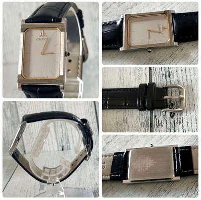SEIKO CREDOR 8420-6990 Quartz Watch Silver Square Face Rare Find 