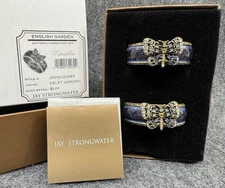 JAY STRONGWATER Marcella Butterfly Napkin Ring Set Blue Delft Garden w/ Box