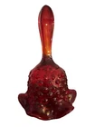 Fenton Art Glass Ruby Red Ruffled Edge Hobnail Bell With Sticker 5.5”