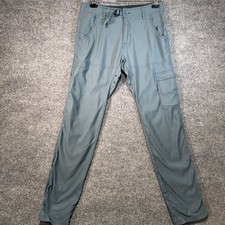Prana Zion Hiking Cargo Pants Men's 30x32 Blue Belted Stretch Outdoor Ventilated