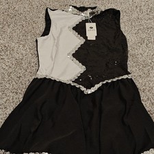 iEFiEL Girls Black White Sequin Skater Dress M Sleeveless Ice Skating Activewear