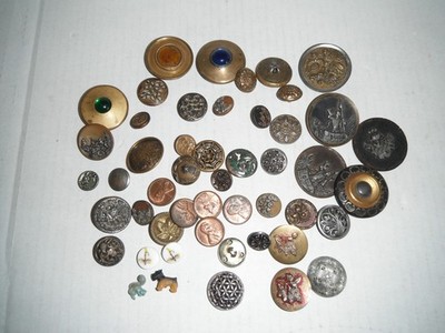 lot of 49 vintage metal buttons few plastic characters | eBay