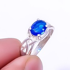 London Blue Topaz Gemstone 925 Sterling Silver Solitaire Ring s.6 R7645-47