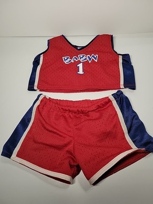 Build A Bear Clothing- Basketball Jersey & Shorts Red & Blue-BABW