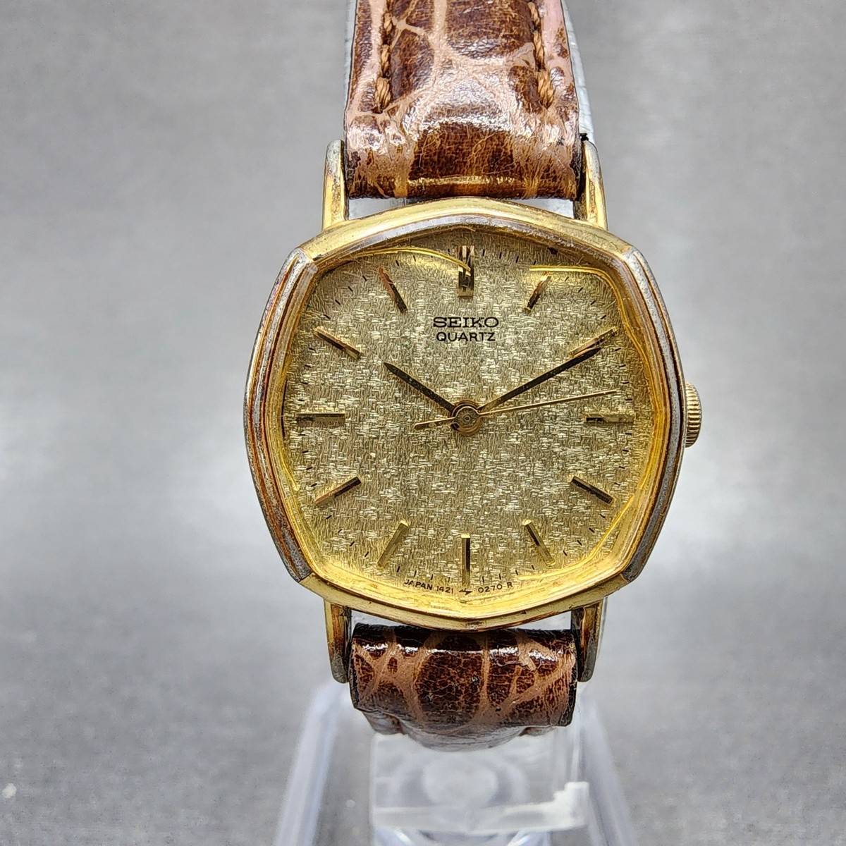 Seiko Watch Women 22mm Champagne Dial Gold Tone Octagon 1421-5140