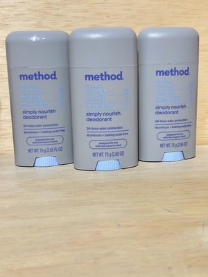 3-Method Simply Nourish Deodorant 24H Coconut, Rice Milk & Shea Butter 2.65 ozEa