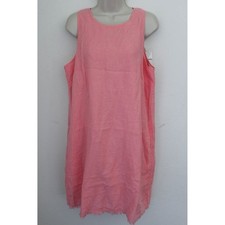 Tommy Bahama Dress Large Pink Linen Pullover Shift Sleeveless Two Palms Summer