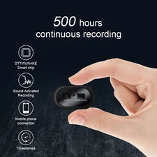 500 Hrs Mini Spy Voice Activated Recorder Digital Audio Magnetic 64GB MP3 Player