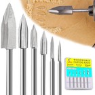 6 Pcs Wood Carving Drill Bits Set for Dremel Rotary Tool, 1/8 inch Shank
