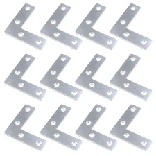 12 Pack Flat L Shape Repair Bracket Stainless Steel Angle Plate Corner Brace