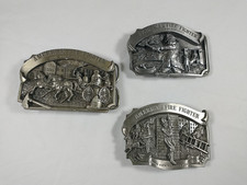 American Fire Fighter Commemorative Belt Buckles ~ Lot of 3 ~ 1984, 1986, 1988