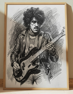 THIN LIZZY PHIL LYNOTT DRAWING PRINT PORTRAIT SKETCH 8'' x 10'' PRINT WALL ART