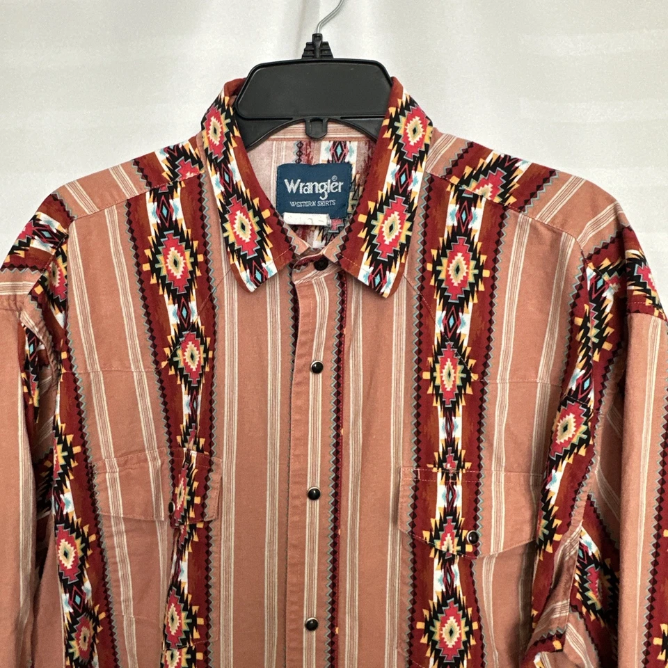 Vintage Wrangler Shirt Mens Multicolor Aztec Brushpopper USA Western XXL #2079 - Image 2 of 4