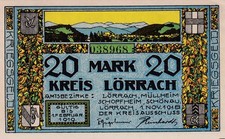 L&ouml;rrach - Kreis - 20 Mark - KN * 4,5mm schwarz - Geiger 327.02c)