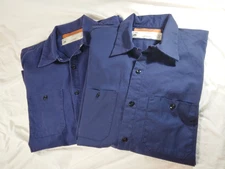 RED KAP (2) Men's Work Shirts Size Large Blue Long Sleeve Button Up Pockets