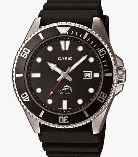 Casio MDV106-1A, Men's Analog Watch, Black Resin Band, Date, 200 Meter WR