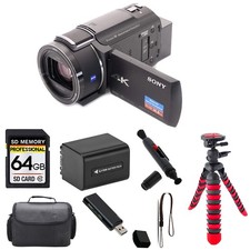 Sony FDR-AX43A UHD 4K Handycam Camcorder Spider Tripod  Case - 64GB Kit