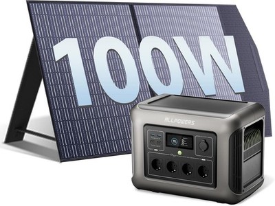 ALLPOWERS 1600W Tragbare Powerstation Batterie Backup mit 100W  Solarpanel 230V