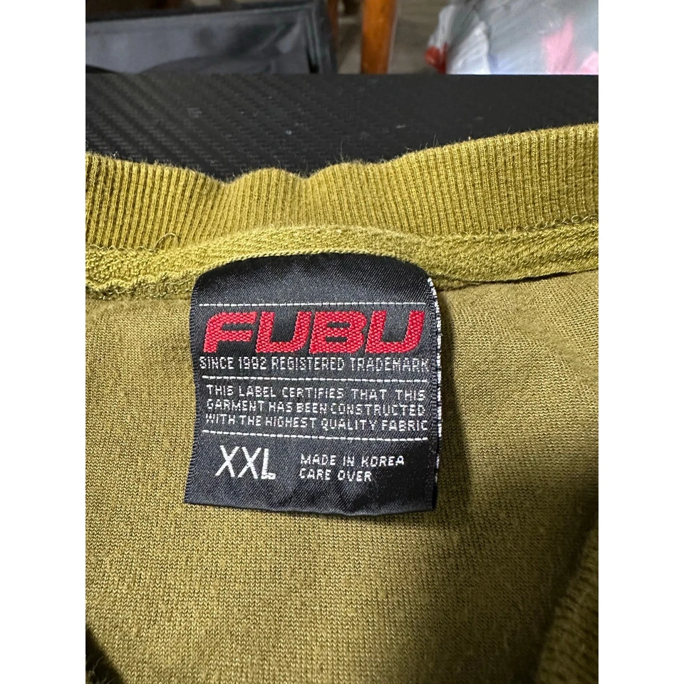 Vintage FUBU Circa XCII Velour Sweatshirt Vest Green XXL Y2K Skater Streetwear - Image 3 of 4
