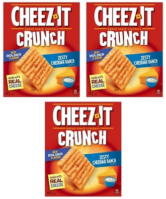 Cheez-It Crunch, Zesty Cheddar Ranch Flavor, Baked Crackers, 191g (3 Pack)