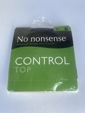 No Nonsense Control Top Pantyhose Size B Black Sheer Toe A48 1 Pair Premium New