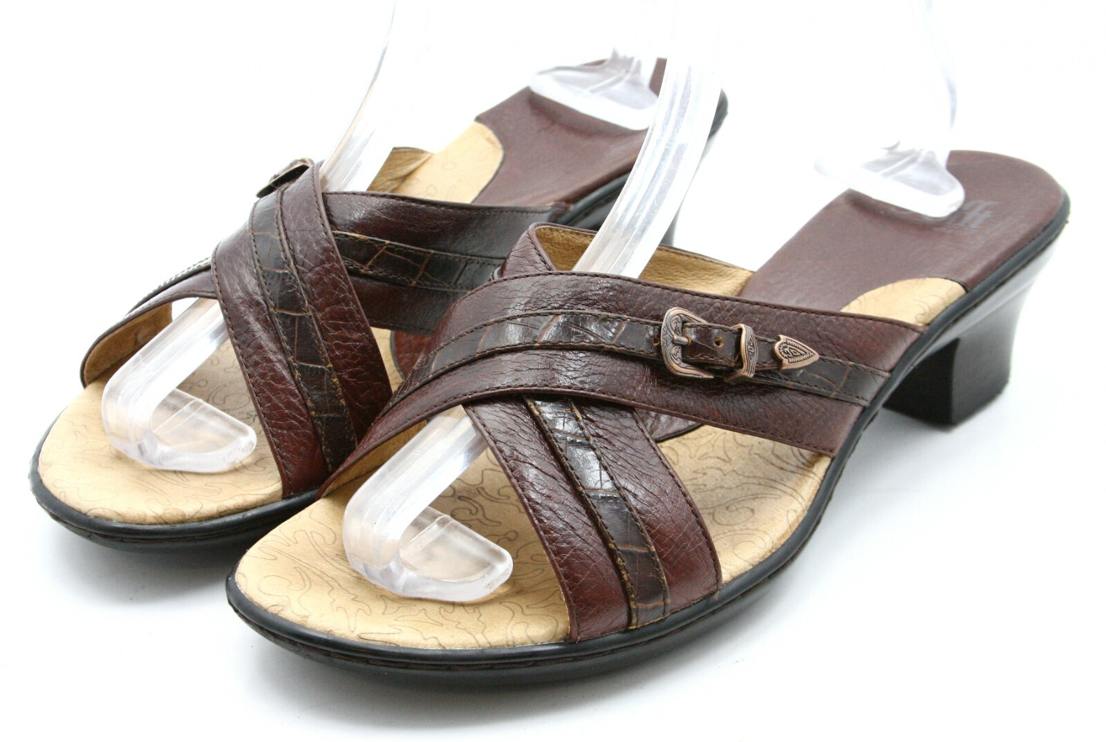 Sofft Sandals Womens Shoes Size 9.5 M Brown Leather Buckle Slides Heels  1208580 | eBay