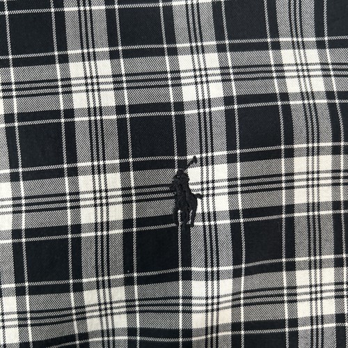 RALPH LAUREN camicia uomo nera bianca a quadri con bottoni tutto cotone XL - Foto 5 di 8