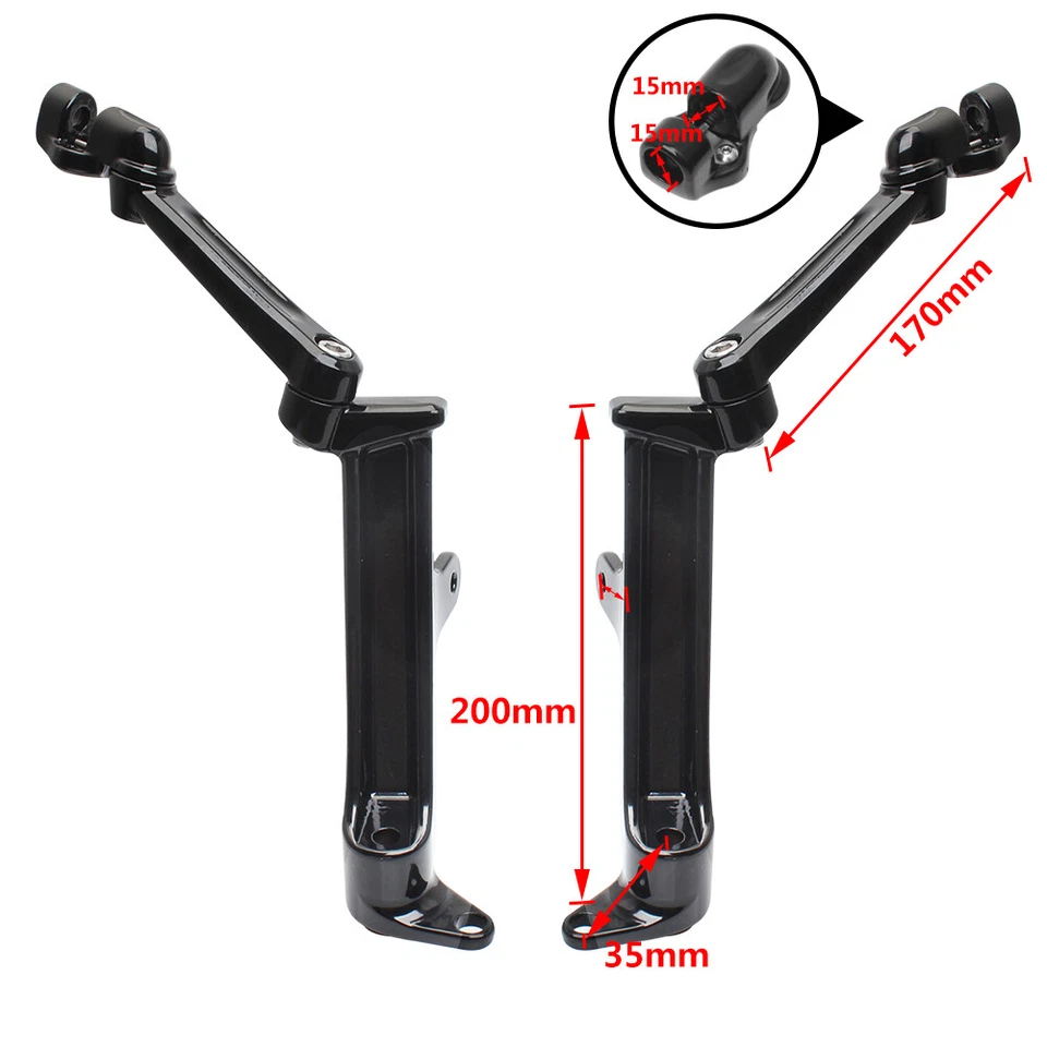 Black Frame Mounted Highway Peg Mounts Adjustable For Harley Touring 2009-2020 - Image 2 of 4