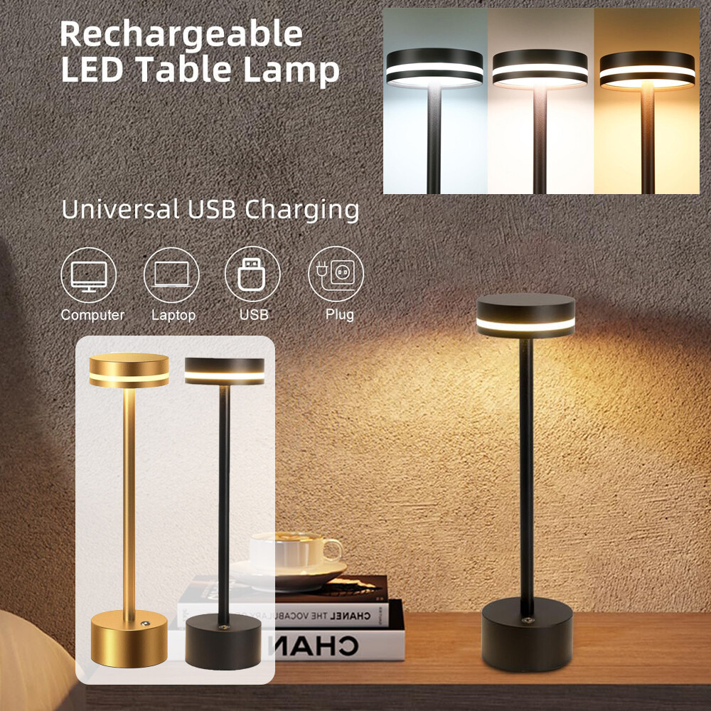 Cordless Table Lamp Portable Battery Powered LED Desk Lamps USB Rechargeable 